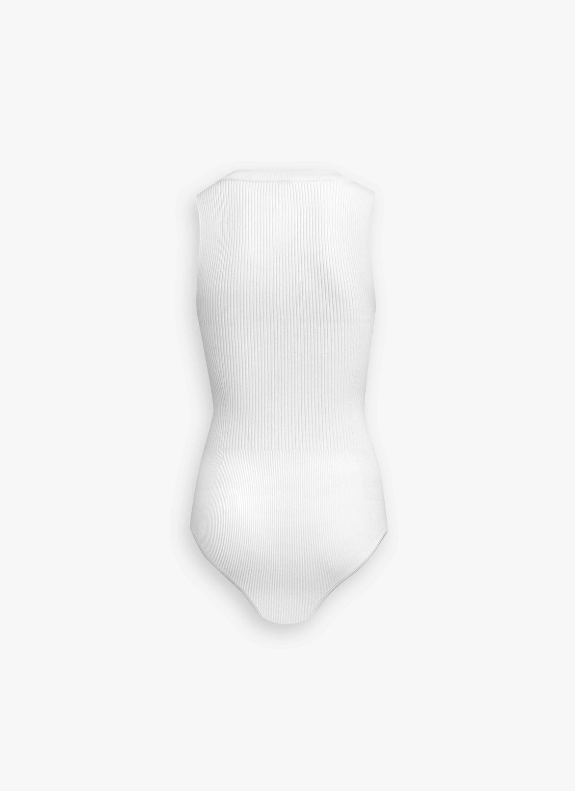 SLEEVELESS RIBBED KNIT BODYSUIT ALAÏA WHITE SLEEVELESS RIBBED KNIT BODYSUIT